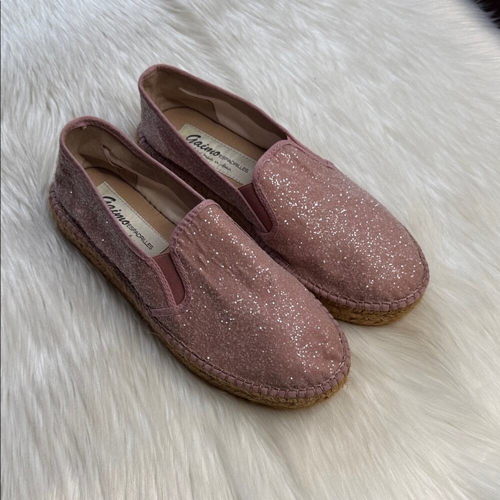 Gaimo Glitter Pink Espadrille Platform Slip Ons